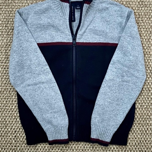 JANIE and JACK Full-Zip Sweater in Navy Grey - Picture 2 of 2